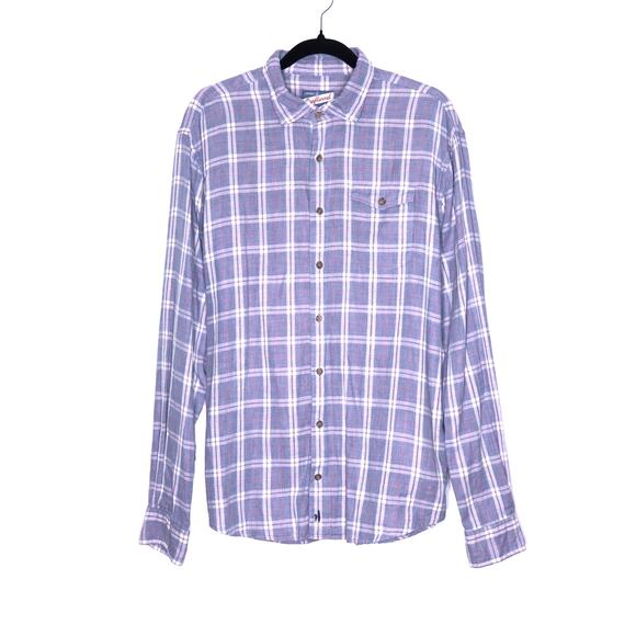 JOHNNIE-O Surflannel The Rascal Shirt Laguna Blue Plaid Button Up Men's L - Picture 1 of 10